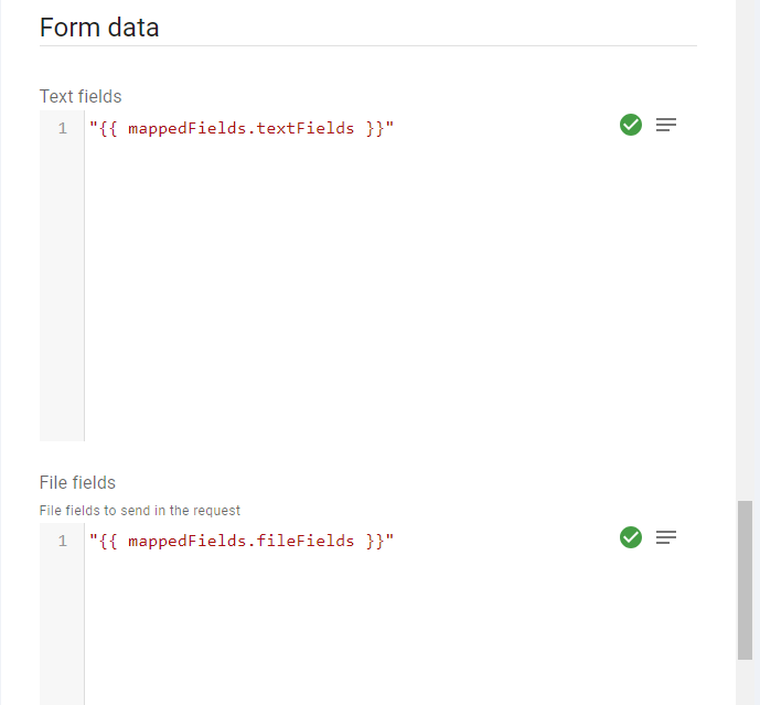 Specifying text and file fields