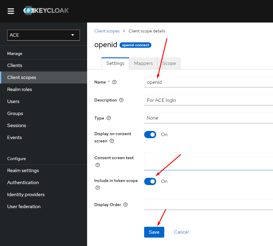 configure openid scope