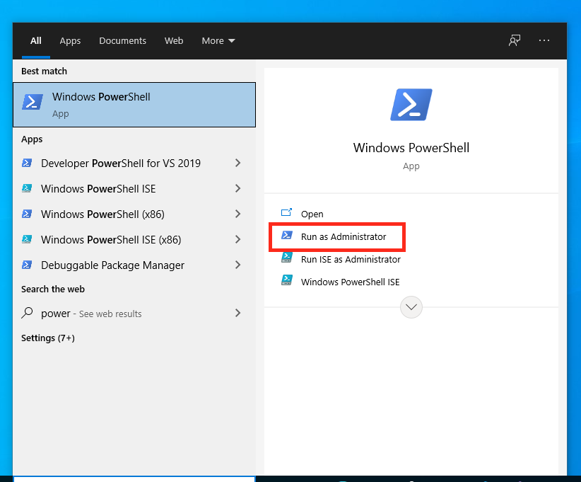 In powershell (run as admin)